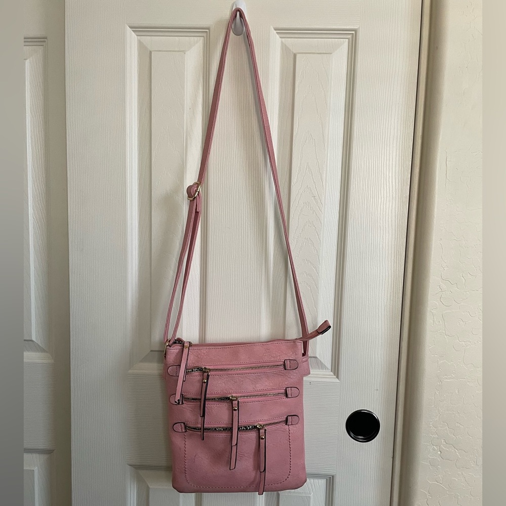 NWTVMia K pink vegan leather crossbody